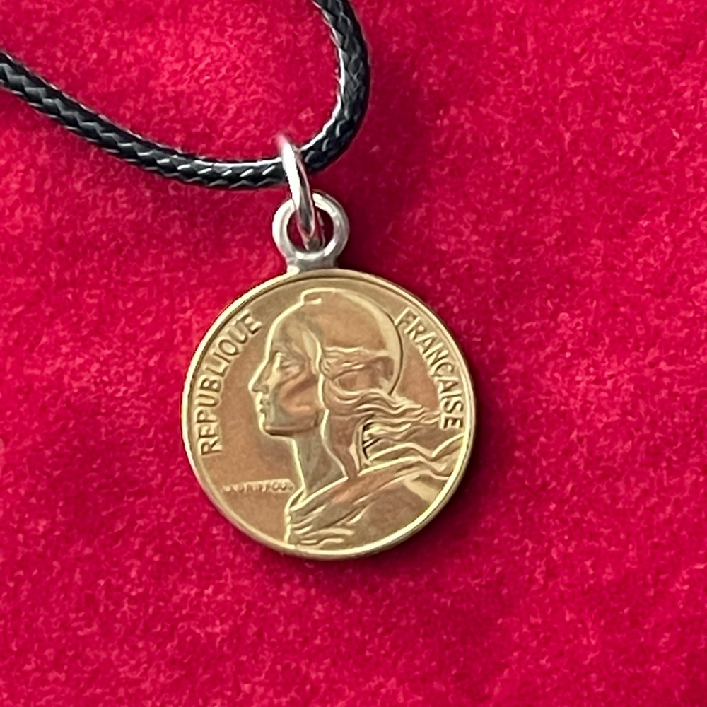French Coin Pendant Necklace
